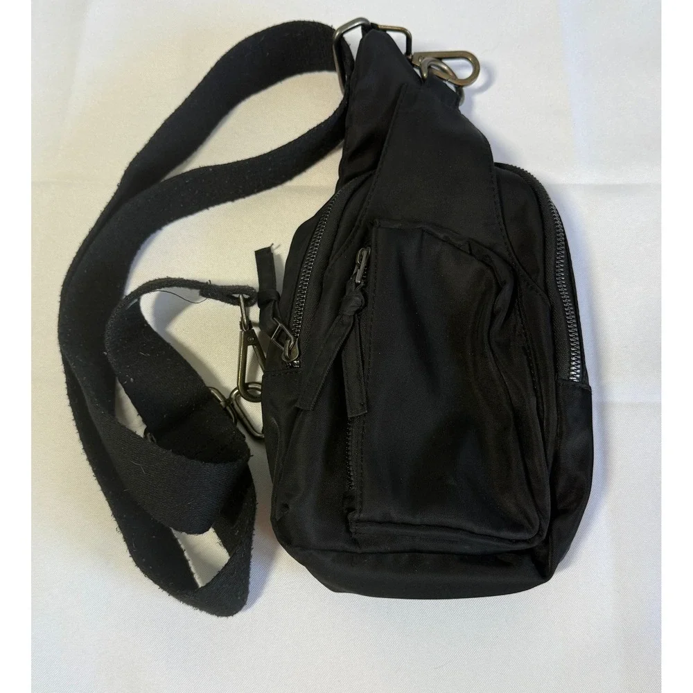Maurices Black Sling Bag Nylon Crossbody Backpack Travel Chest Pack Adjustable